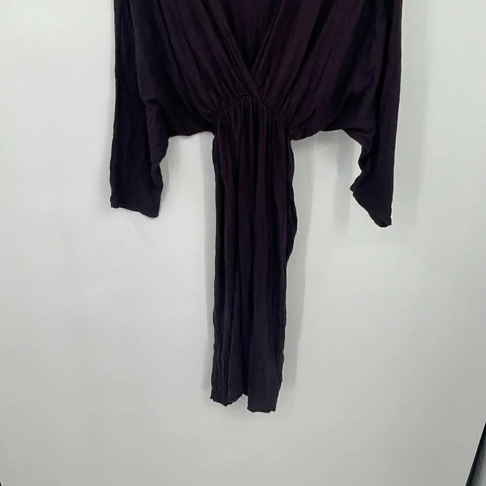 9Seed Womens Dress Small V Neck Purple Stretch Pullover Batwing Kimono Knit USA